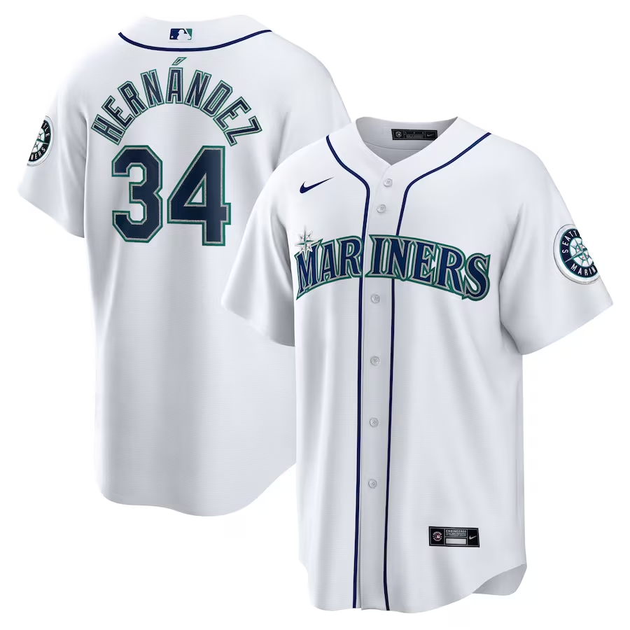 Men's Seattle Mariners Felix Hernandez #34 White 2023 Hall of Fame Home Jersey